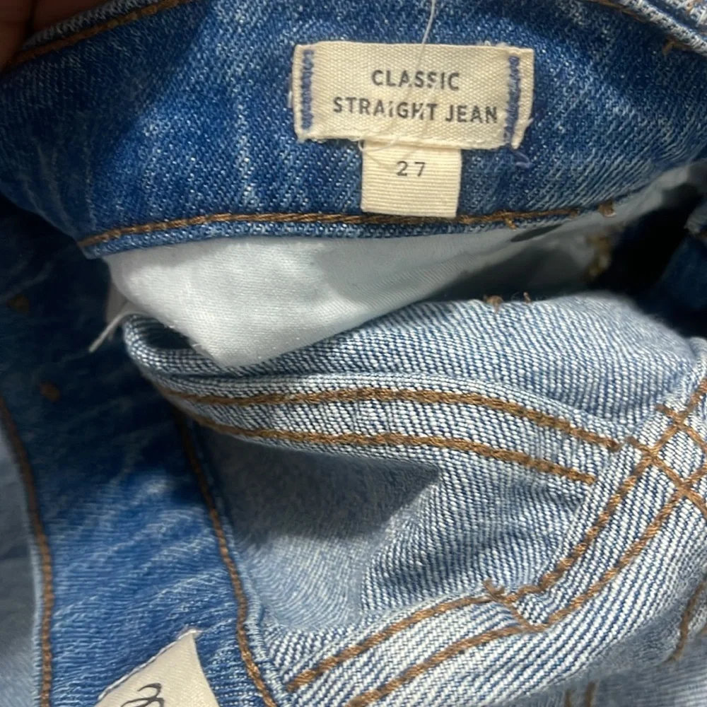 Madewell Womens Jeans Size 27 Blue Classic Straight Distressed Denim Bottoms - Picture 12 of 12